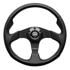 MOMO Jet — Black Leather, Black Spokes, 350 mm Steering Wheel