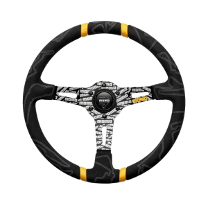 MOMO Ultra — Black with Yellow Trim, 350 mm Steering Wheel