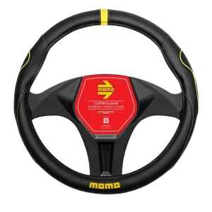 MOMO Supergrip Steering Wheel Cover — Black with Yellow Stitch
