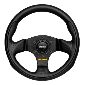 MOMO Team — Black Leather, Black Spokes, 280 mm Steering Wheel