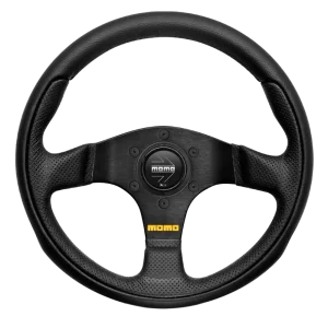 MOMO Team — Black Leather, Black Spokes, 300 mm Steering Wheel
