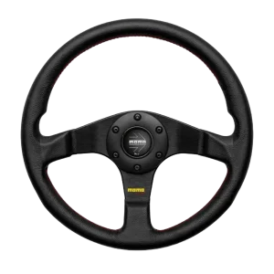 MOMO Tuner — Black Leather, Red Stitching, 320 mm Steering Wheel