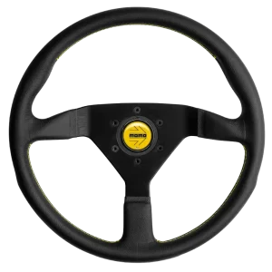 MOMO Montecarlo — Black/Yellow, 350 mm Leather Steering Wheel
