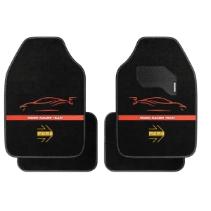 MOMO Racing Floor Mats – 4-Piece, Black with Red Silhouette
